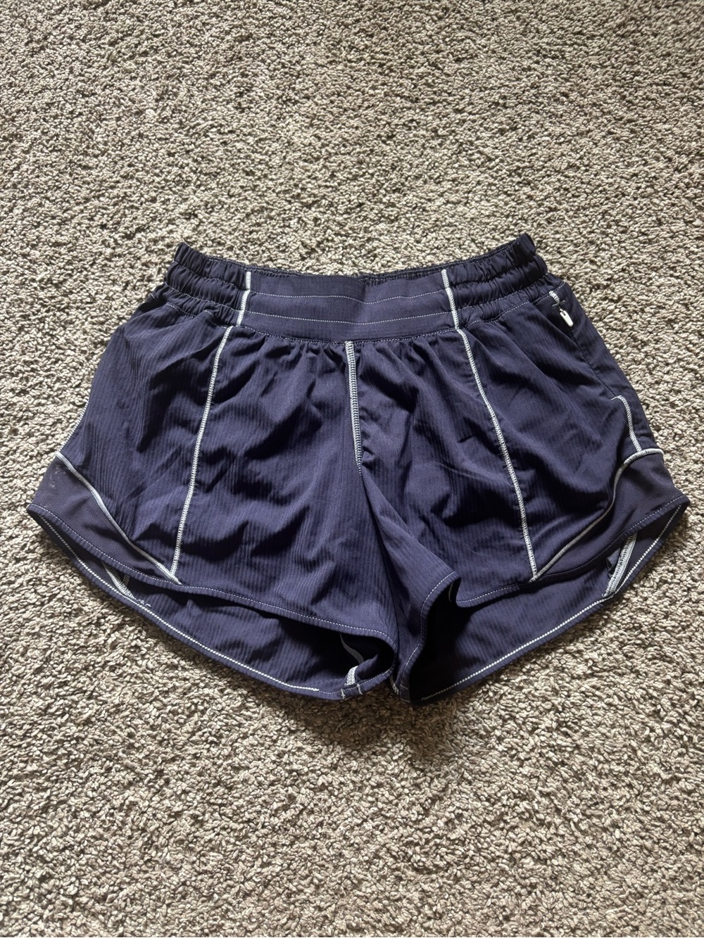 lululemon athletica Navy Athletic Running Shorts with Contrast Stitching
